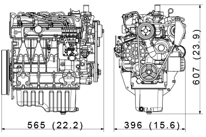 Kubota V1505-E4 dimensions