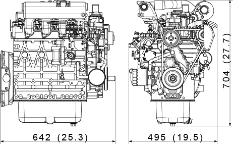 Kubota V2003-M-DI-T-E2 dimensions