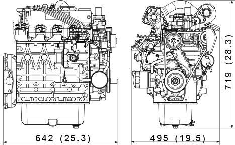 Kubota V2003-M-T-E2 dimensions