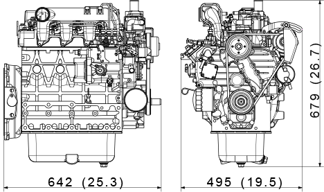 Kubota V2203-M-DI-E2 dimensions