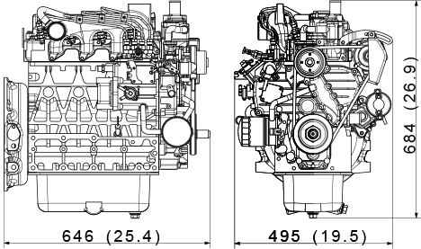 Kubota V2403-M-E3 dimensions